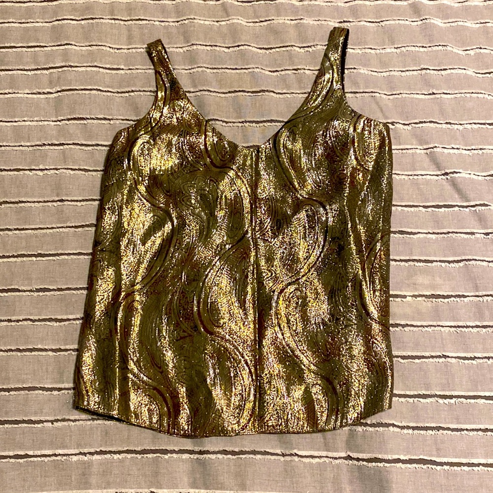 Gold paisley v neck top